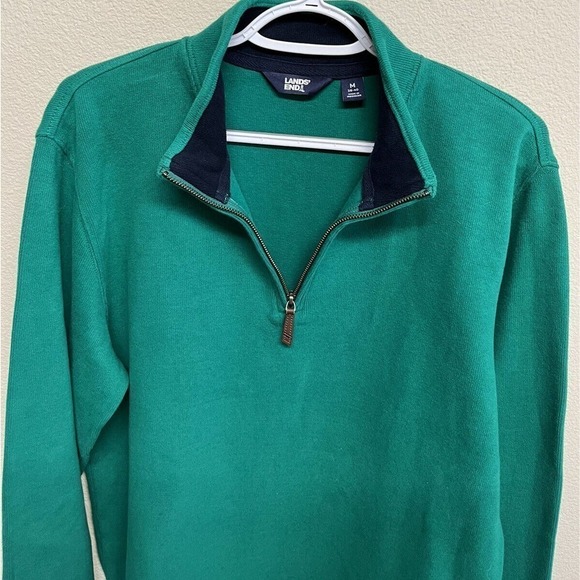Lands End 1/4 Zip Pullover Sweater Men’s Size M 38-40 Emeral Green - Picture 2 of 11
